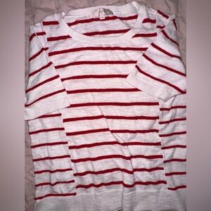 Loft red and white candy cane striped top